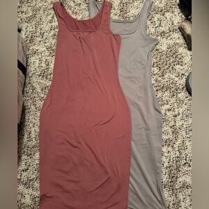Sleeveless Bodycon Dress - Mauve and Taupe